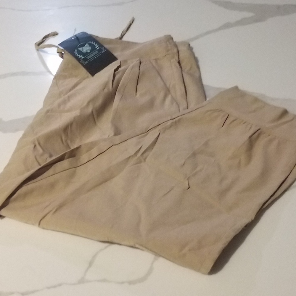 Capri Cargo Joggers Cropped Golf/Leisure Athletic Pants Khaki Sz L - Picture 12 of 12